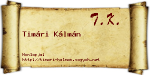 Timári Kálmán névjegykártya